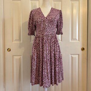 Draper James Purple Square Dot Faux Wrap Nanci Dress Size XS